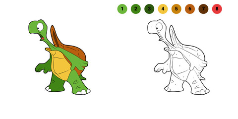 Coloring book for kids. Cartoon character. Surprised turtle. Isolated on white background. Animal theme.