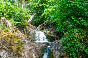 Obraz premium Waterfalls at Ingleton Waterfalls Trail in the UK