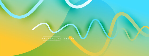 Abstract gradient background with wave line with shadow effect. Geometric composition. 3D shadow effects and fluid gradients