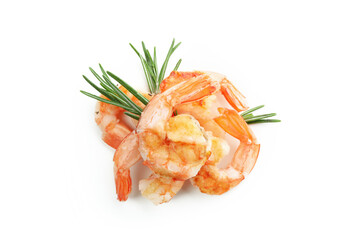Tasty grilled shrimps isolated on white background
