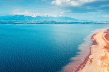 Beautiful lake surrounded by mountains in early spring. Liptov sea, Slovak Republic, Europe
