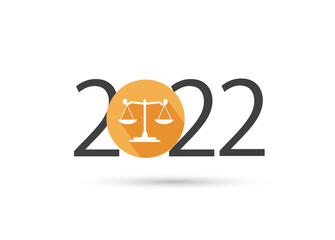  happy new year 2022. 2022 with Scales of justice . concept for lawyer, attorney and law
