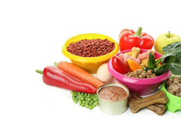 Concept of organic pet food isolated on white background