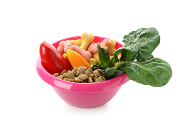 Concept of organic pet food isolated on white background