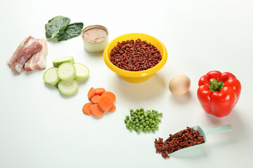 Concept of organic pet food on white background