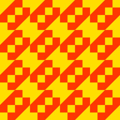 Diagonal red and yellow toothed shapes. Vector seamless pattern.