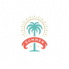 Summer holidays label or badge typography slogan design