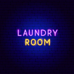 Obraz na płótnie Canvas Laundry Room Neon Text