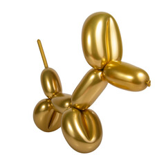 Gold bright balloon dog isolated on the white background