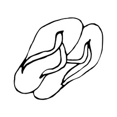 Doodle a pair of summer beach shoes on a white background.Vector shoes can be used in summer beach designs,textiles.