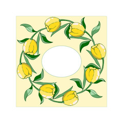 Hand-draw vector illustration of yellow tulips, design for invitations and greeting cards