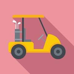 Golf cart course icon, flat style