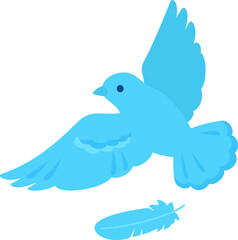 羽を広げた青い鳥