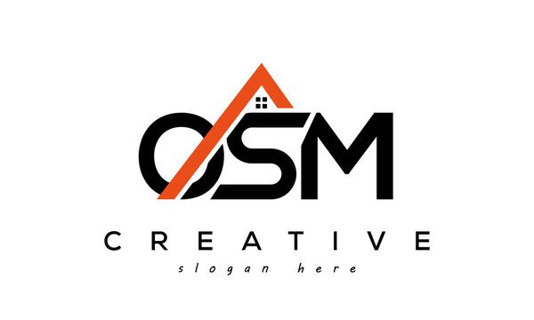 initial OSM letters real estate construction logo vector	
