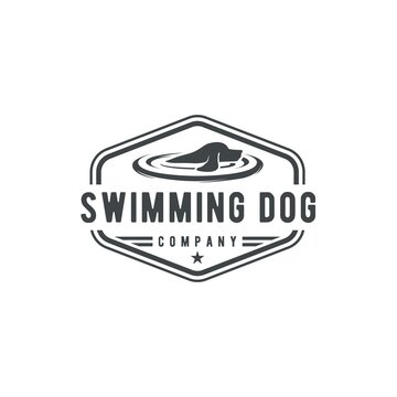 Dog Swimming Logo Design Vector Image