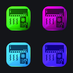 Air Conditioner four color glass button icon