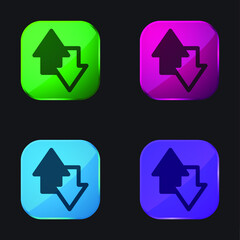 Arrows four color glass button icon