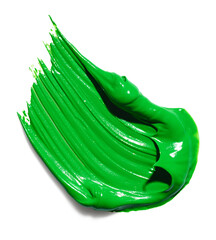 Abstract green paint brush stroke over white
