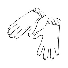 Gloves vector hand-drawn illustration. Doodle Garden tools, contour