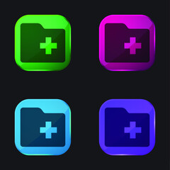 Fototapeta premium Add Folder four color glass button icon