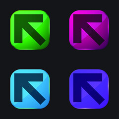 Arrow Pointing Upper Left Corner four color glass button icon