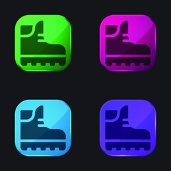 Boot four color glass button icon