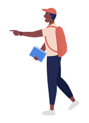 Teenager poking finger semi flat color vector character. Standing figure. Full body person on white. Teen problems isolated modern cartoon style illustration for graphic design and animation