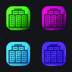 Big Hotel four color glass button icon