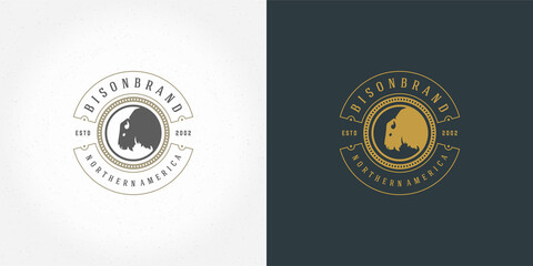 Bison head logo emblem vector illustration silhouette for shirt or print stamp © provectors