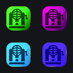 Bingo four color glass button icon