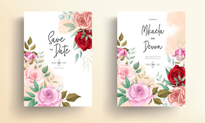 Beautiful wedding invitation card with beautiful flower ornaments