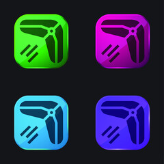 Boomerang four color glass button icon