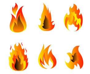 design torch Fire Collection symbols flame abstract illustration vector on Background White