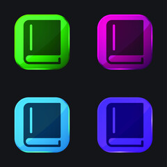 Book Of Black Cover Closed four color glass button icon