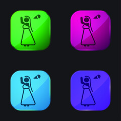 Bride four color glass button icon