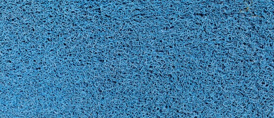Fototapeta na wymiar Panorama of Blue plastic doormat texture and background seamless