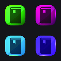 Button Outline four color glass button icon