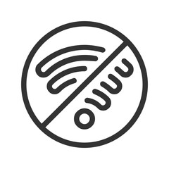 No Wifi , Wireless Network outline icon.