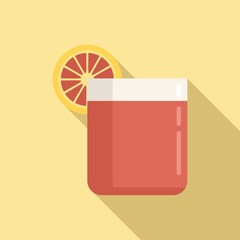 Grapefruit fresh juice icon, flat style