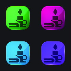 Book four color glass button icon