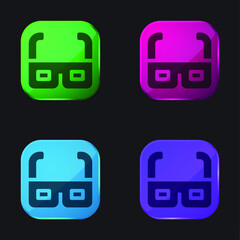 3d Glasses four color glass button icon