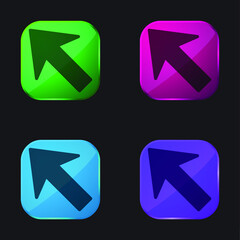 Arrow Pointing Up Left four color glass button icon