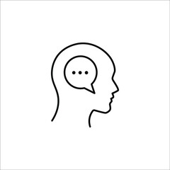 head think idea vector thin line icon. Message talk sign. Creative idea symbol. on white background