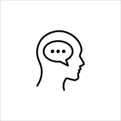 head think idea vector thin line icon. Message talk sign. Creative idea symbol. on white background