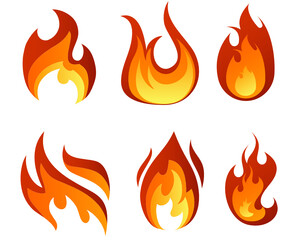 Fire abstract torch signs flame vector design illustration with White Background