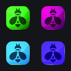 Bee four color glass button icon