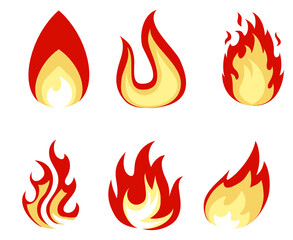 Fire torch Collection Flaming on White Background illustration abstract design