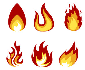 Fire torch Collection Flaming on White Background illustration abstract design