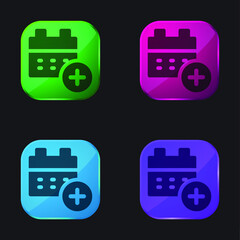 Appointment four color glass button icon