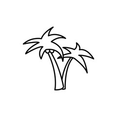 Fototapeta na wymiar Palm trees linear icon on white background